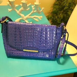 Brahmin Elegant Blue Crossbody Bag with Metallic Accents